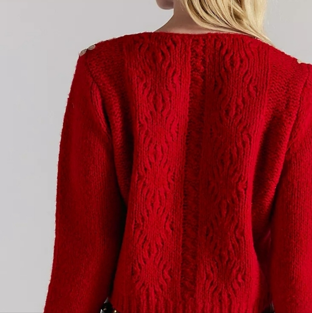 Free People One FP Pixie Cardi- Red sweater - L - NWOT - Picture 2 of 5